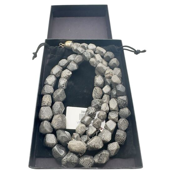 Jay King Mine Finds DTR Bryozoan Fossil Double Strand Necklace 20"-22” Box & Bag - Picture 2 of 11